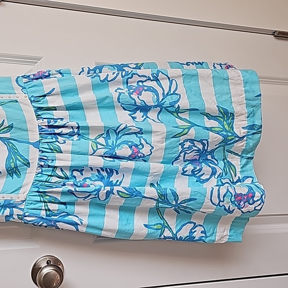 Lilly Pulitzer Sandrine Dress in Shorely Blue Pearl Detail Women Size 10 EUC - Picture 4 of 10